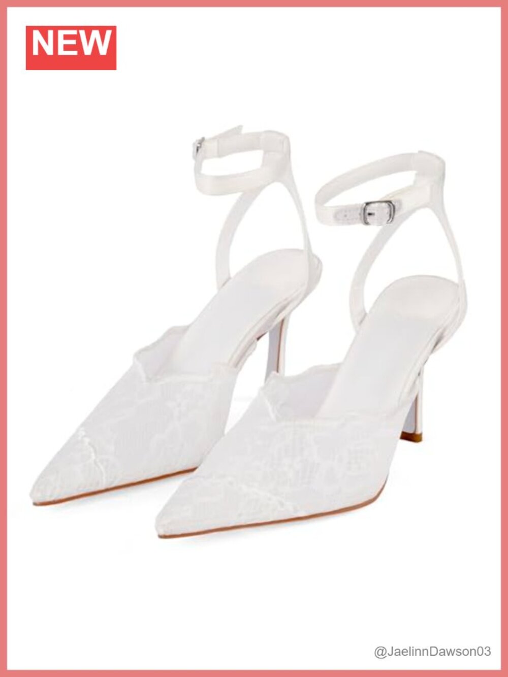 Women's Lace Stiletto Heels with Ankle Strap - Wedding Bride Pumps